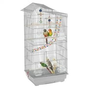 Renwick 39"H Metal Bird Cage Large Roof Top Huge House for Small Birds, Light Gray