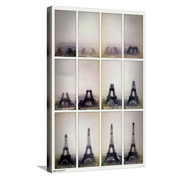 Eiffel Tower Construction Time Lapse Canvas Wall Poster, 14.725" x 22.375"