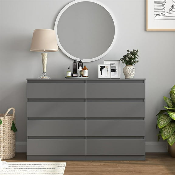 Kadyn Bedroom Dresser Chest of Drawers with 8 Drawers, Dresser for Bedroom, Gray