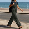 thumbnail image 4 of FRSASU Women's Sleeveless Wide‑Leg Jumpsuit Relaxed Fit Button‑Down Front Overall Jumpsuit with Big Side Pockets Bronze, 4 of 6