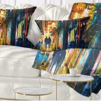 Designart Couple Walking in an Alley - Cityscape Throw Pillow - 12x20