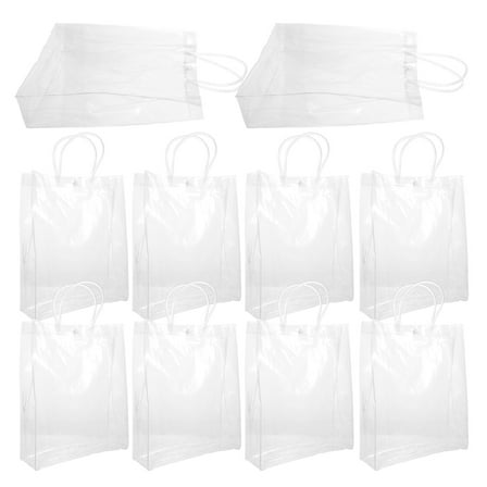 MLINS 10pcs  Clear Flower Gift Bags Handheld Gift Packing Tote Bags Reusable Plastic Shopping Bags