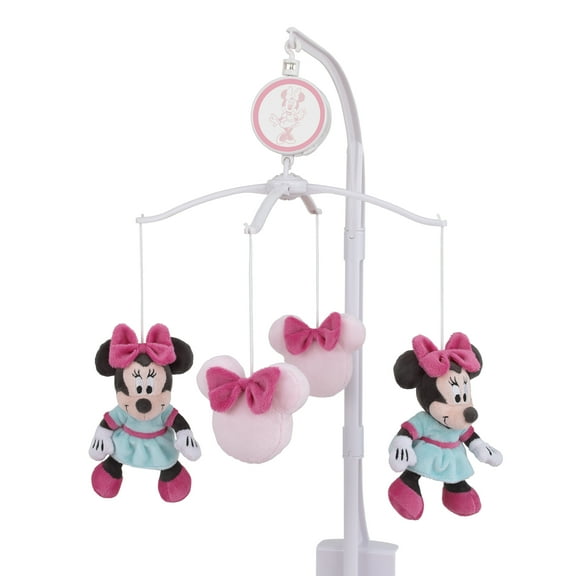 Disney Minnie Mouse Be Happy Pink and Aqua Musical Mobile, Infant Girl Nursery