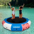 thumbnail image 1 of 10FT blue-pink-whiteInflatable Water Trampoline, 10/12/15FT Floating Lake Trampoline for Adults Portable Bounce Swim Platform for Lake, Pools with Pump and Rope Ladder, 1 of 6