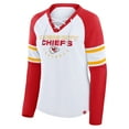 thumbnail image 2 of Women's Fanatics White/Red Kansas City Chiefs Redzone Blitz Package Raglan Lace-Up V-Neck Long Sleeve T-Shirt, 2 of 3