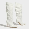 thumbnail image 6 of UngA Wide Calf Boots Knee High Boots Women Pointed Toe Tall Boots Stiletto High Heel Long Boots Side Zipper Sexy Dress Boots White,6, 6 of 7