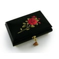 thumbnail image 1 of Enchanting 30 Note Black Lacquer Single Red Rose with Gold Hardware Music Jewelry Box - I’ll Always Love You (Not Whitney Houston), 1 of 2