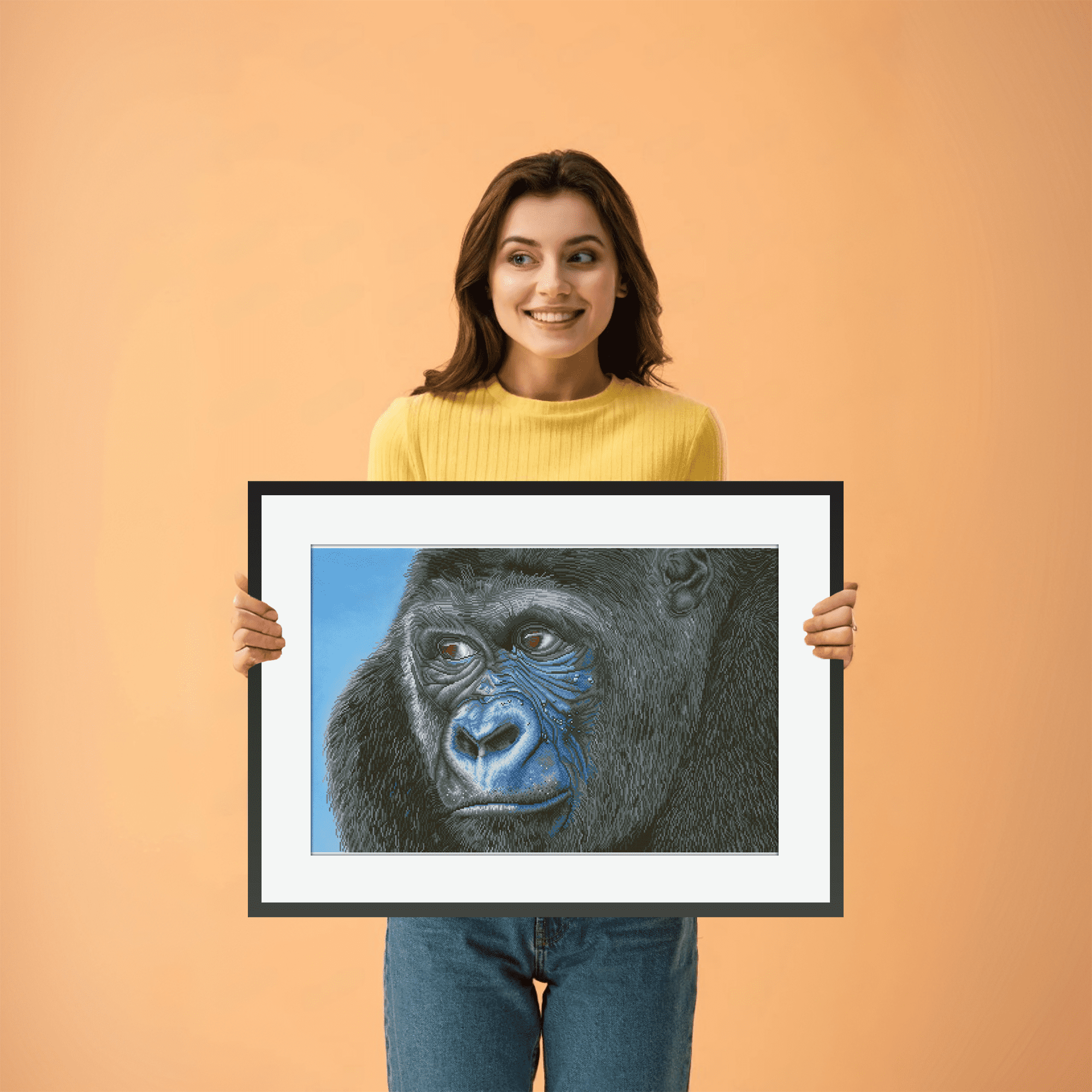 Diamond Dotz Kibali Western Lowland Gorilla Animal Diamond Painting Kits for Adults - Diamond Art Kits a Relaxing Creative Craft Kit with Dotz Gems  25.6"x39.4"
