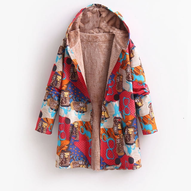 LOVZFMLL Vestes pour Femmes en Coton et Lin Imprimé Chandails à Capuche pour Femmes Automne Hiver Veste en Molleton Décontractée Chandails en Molleton à Capuche Doublés Épais
