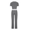thumbnail image 3 of Camisas de Manga Corta para las Mujeres Fallow Blusa de Color Sólido con Set de Pantalones de Bolsillo, Cuerda de Dibujo de Cintura Elástica para el Uso Casual de Verano, 3 of 5