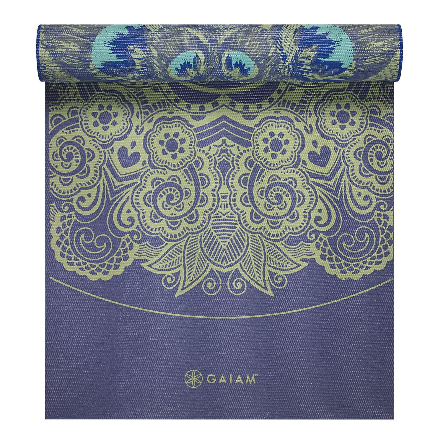 Gaiam 6mm Rev Print Yoga Mat-Peacock