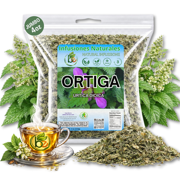 Stinging Nettle (Ortiga) Leaf & Root Herbal Tea – 4 oz (113g) Loose Leaf – 100% Natural Urtica Dioica – Earthy Botanical Infusion for Daily Wellness Rituals – Caffeine-Free, Non-GMO – Makes 30+ Cups