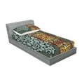 thumbnail image 2 of Ambesonne Geometric Fitted Sheet & Pillow Sham Set, Grey Rounds in Border, Twin, Marigold Orange, 2 of 2