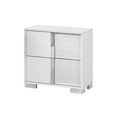 thumbnail image 5 of White Wood Lacquer Platform Queen Size Bedroom Set with Blue LED Lighting, 5 of 5