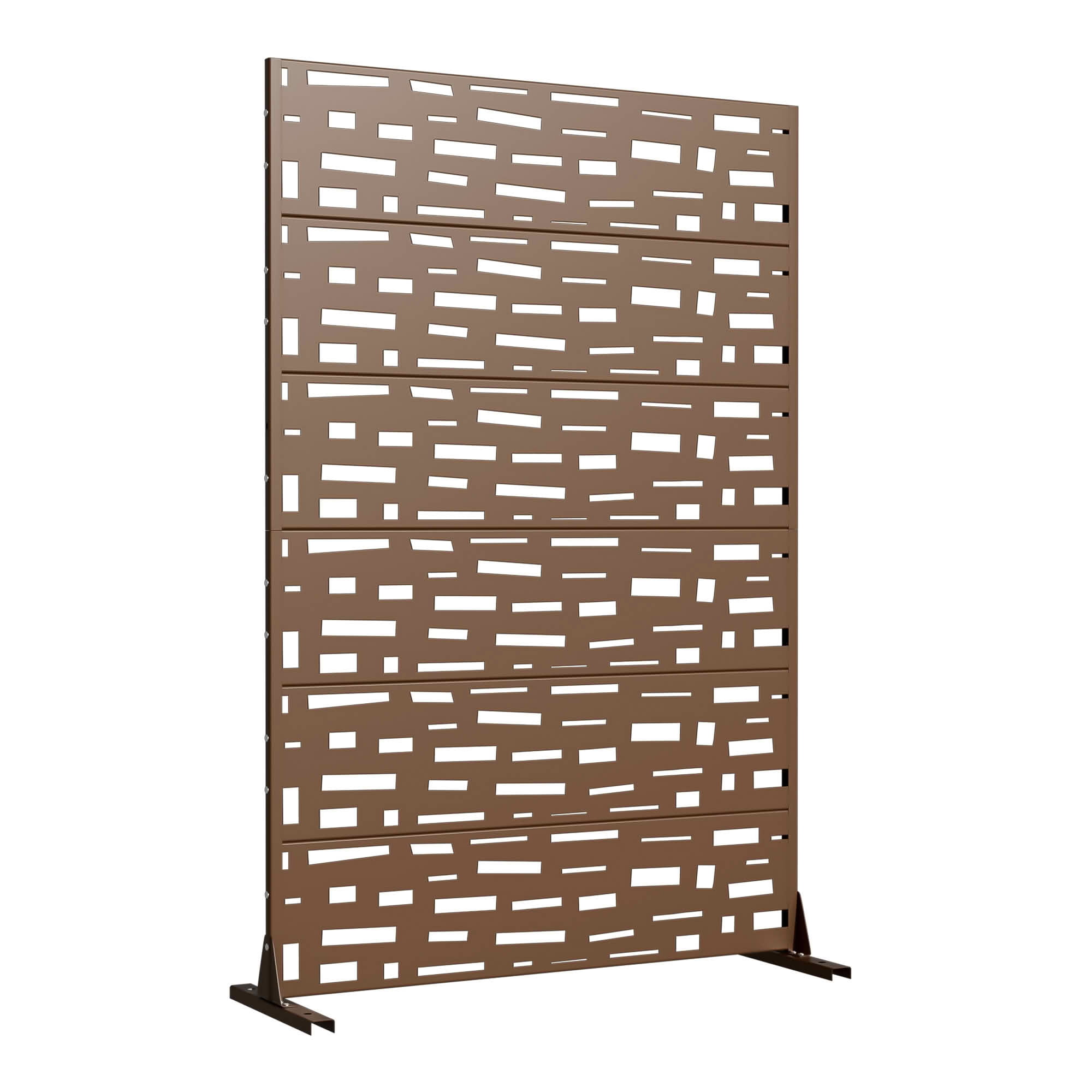 MAYEERTY 72x47x16 Inch Brown Rectangular Galvanized Steel Privacy Screen, 6 Piece Set for Outdoor Street