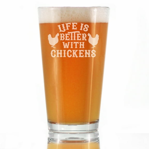 Bevvee Pint Glass 16 oz Better With Chickens Gifts for Chicken Enthusiasts Beer Glasses