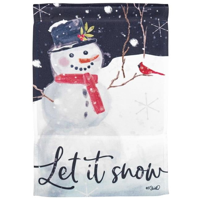Magnolia Gardens M080171 13 x 18 in. Snowman Let It Snow Polyester Garden Flag