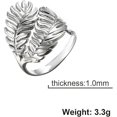 thumbnail image 2 of 1 anillo de hoja ajustable de acero inoxidable con patrón de hojas, anillos abiertos para mujeres y niñas, 2 of 5