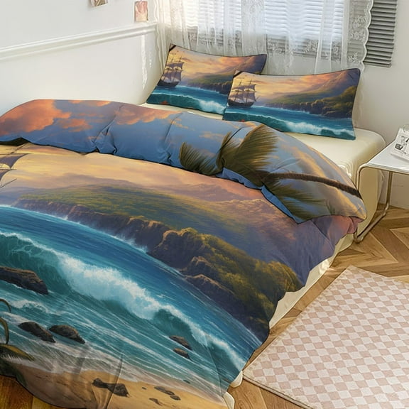 Hawaii Bedding Sets Twin Duvet Cover 3 Piece Cute Bed Set for Boys Girls Kid