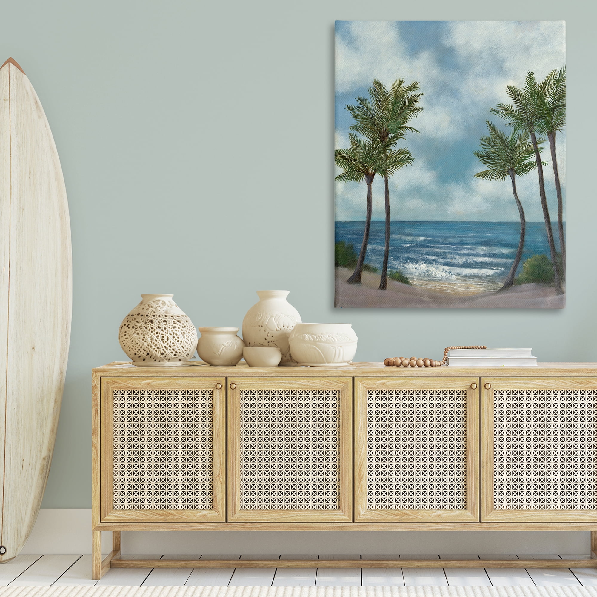 Stupell Industries Tropical Breaking Waves Landscape Painting Gallery Wrapped Canvas Art Print Wall Art, 36 x 48