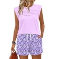 thumbnail image 5 of Two Piece Sets for Women Trendy Short Sets Beach Vacation Clothes Airport Travel Cruise Summer Outfits Purple Pink S, 5 of 6