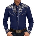 thumbnail image 6 of Conairie Western Shirts for Men Embroidered Cowboy Shirts Button Down Long Sleeve Shirt with Floral Design Navy XL, 6 of 6