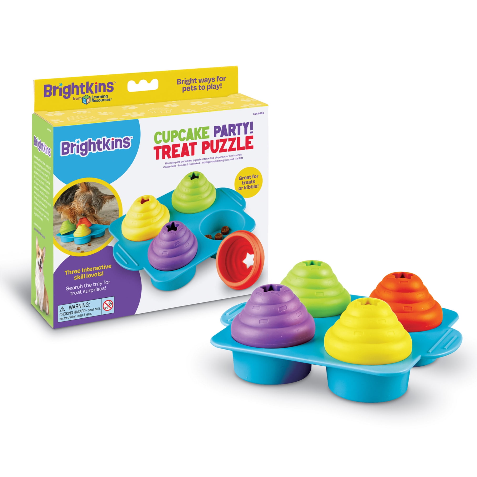 Brightkins Cupcake Party Treat Puzzle -Dog Chew Toys Interactive Treat Puzzle