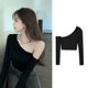 thumbnail image 2 of Women's Off Shoulder Long Sleeve T-Shirt Polyester Fabric Slim Fit Solid Color Crop Top for Parties and Fashion Event Yellow XL, 2 of 4