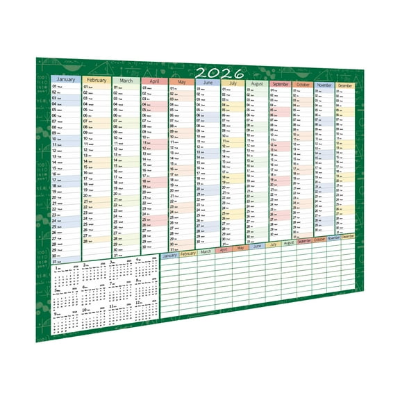 Yearly Wall Calendar with Holidays, Full Year Calendar One Page, Annual Year Wall Calendar with Stickers, Horizontal