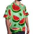 thumbnail image 2 of Watermelon Men's Short Sleeve Printed Button Down Beach Shirt Casual Summer Unisex Tops with Spread Collar, 2 of 6