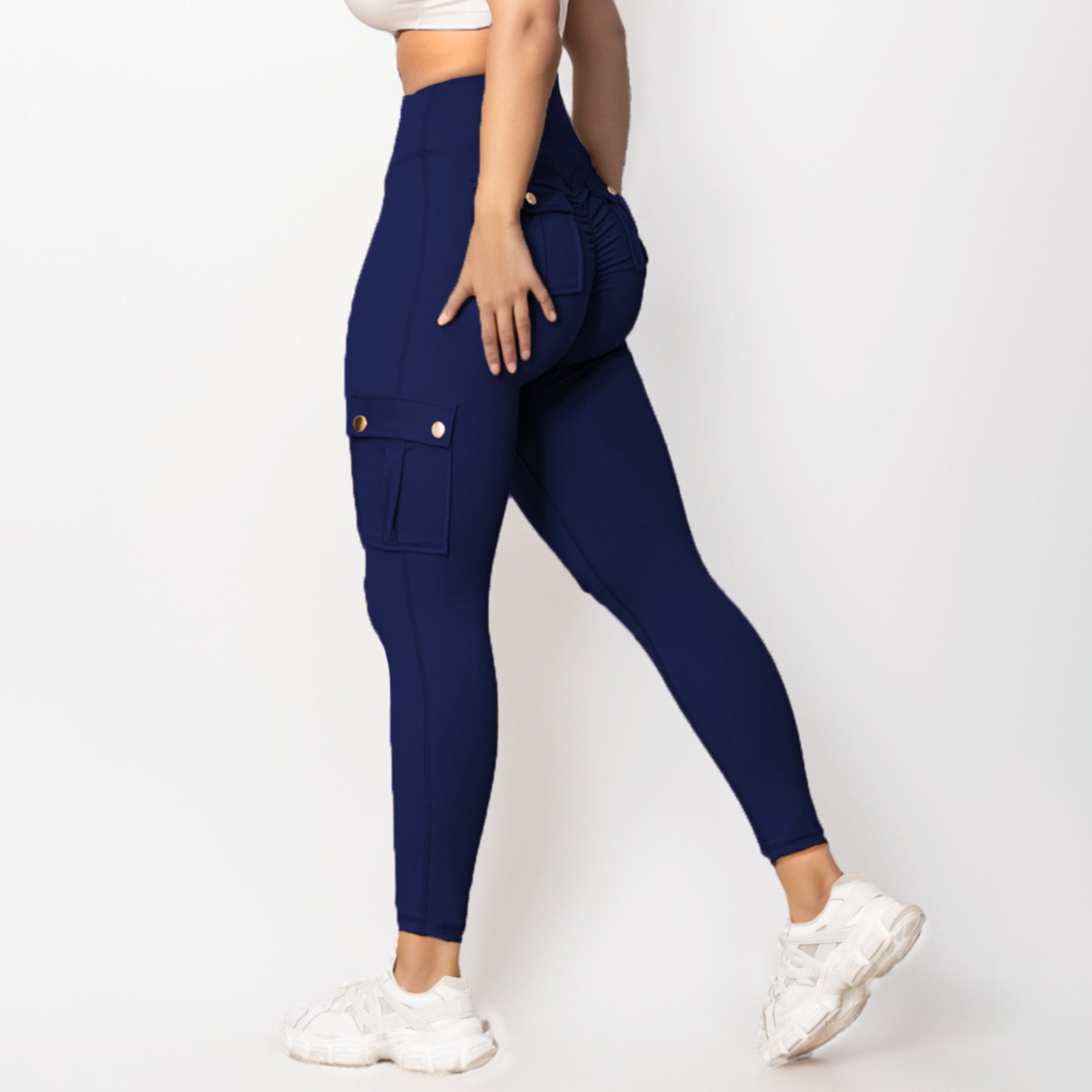 Celsior Compression Leggings Anti Cellulite Pants for Workout Running Athletic Scrunch Butt Compression Fitness Sport Pants Booty Butt Lifting Leggings Smile Contour Activewear Tights Blue XL