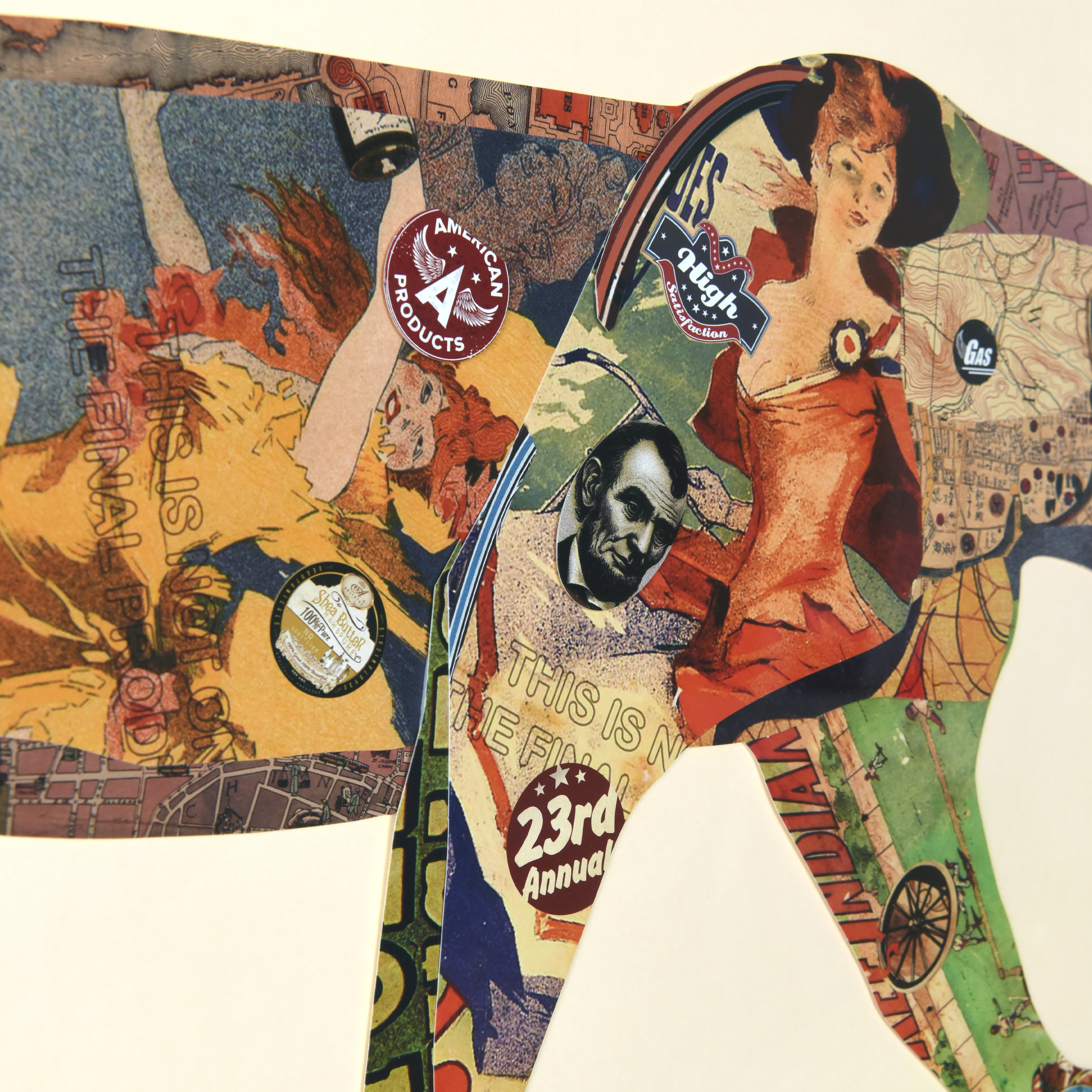 "The Jaguar" Dimensional Collage Framed Graphic Art Under Glass Wall Art
