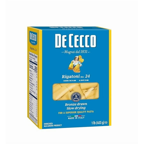 1x De Cecco Pasta, Rigatoni, Semolina, 1 lb, 16 Oz