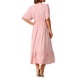 thumbnail image 3 of Vestido Boho de Mujer Inspire Chic con Volantes, Manga Corta, Cuello en V, Puntos Suizos, Cintura con Lazo, Midi, Rosa, 3 of 6