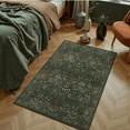 thumbnail image 5 of 2x3 Entryway Rug, Machine Washable, Non-Slip, Stain-Resistant Low-Pile Vintage Floral Rug for Kitchen, Bathroom, Front Door-Green, 5 of 7