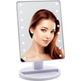 thumbnail image 1 of Espejo de maquillaje de tocador con luces 10X/1X, espejo de maquillaje con luz LED, espejo de tocador inalámbrico con atenuación de sensor táctil (cuadrado), 1 of 5