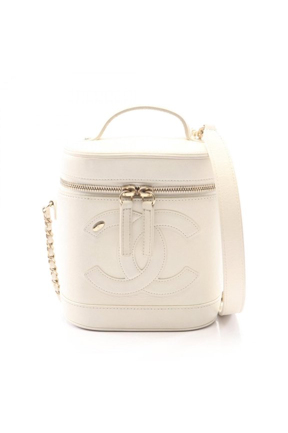Pre-Owned Chanel Coco Mark 2-Way Handbag, Lambskin Leather, Women's, White (AS0323)