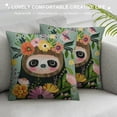thumbnail image 3 of Throw Pillow Cover Sloth Cute Cartoon Animal Botanical Art Flower Nature Smile Summer Wild Square Pillow Case Cushion Cover for Home Car Decorative Cotton Linen, 3 of 5