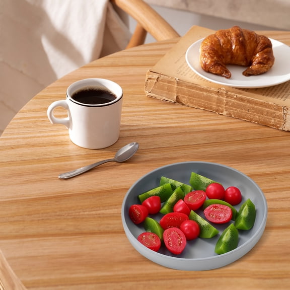 Hemoton 2pcs Senior Plates with High Sides and Adaptive Utensils for Elderly Disabled Patients, Anti-Spill Bowls, Dark Grey