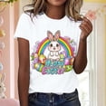 thumbnail image 3 of Craaazy Women's Casual Fashion Happy Easter Funny Celebrate Print Round Neck Short Sleeve Summer Tops Gifts, 3 of 5