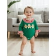 thumbnail image 4 of Miaouyo Infant Baby Girl Christmas Romper 0 3 6 12 18 Months Gingerbread Embroidered Plaid Ruffle Trim Long Sleeve Bodysuit Cute Winter Fall Clothes, 4 of 9