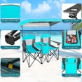 thumbnail image 4 of Yunken Double Camping Chair, Beach Chair with Canopy Shade, Adjustable UV Protection, Cooler, Cup Holder & Carry Bag, Folding Portable Lawn Soccer Camp Chair with Umbrella for Adults (Navy, 2 Person), 4 of 9