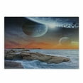 thumbnail image 1 of Galaxy Cutting Board, Planet Landscape View from a Rocky Beach Ocean Science Room Theme, Decorative Tempered Glass Cutting and Serving Board, Small Size, Orange Umber Blue, by Ambesonne, 1 of 1