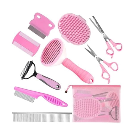 Complete Pet Grooming Solution by Dog - 9PCS Kit with Slicker Brush Deshedding Tool and Grooming Comb for All Breeds and Sizes Promotes Healthy Skin and Coat
