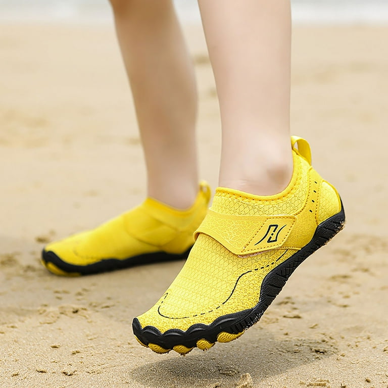 Girls Water Shoes Size 3.5 Years 4 Years Beach Water Tracing School Students Outdoor Non Slip Running Athletic Pull On Hiking Yellow Swim Shoes