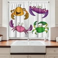 thumbnail image 2 of Ambesonne Cartoon Kitchen Curtains, Funny Crabs Pattern, 55"x45", Purple Fern Green, 2 of 3