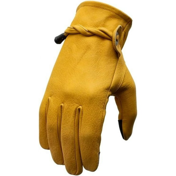 First Mfg Co - Ranch - Men's Motorcycle Biker Riding Gloves - Leather - Yellow - 2X Large