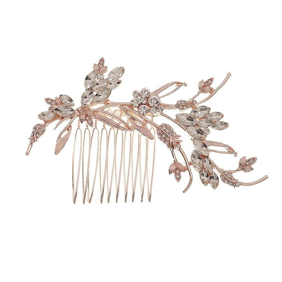 Clispeed Elegant Golden Hair Comb Alloy Crystal Bridal Accessory For Women 1 Pc 2.6x4.3in