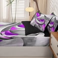 thumbnail image 5 of Homewish Purple Spiral Swirl Zipper Full Size Comforter Sets with Fitted Sheet and 2 Pillowcases,Modern Abstract Art Zipper Bedding Set,Black Reversible,4pcs, 5 of 8