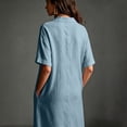 thumbnail image 6 of Bxsruta Womens Maxi Shirt Dress Casual Collared V Neck Short Sleeve Flowy Long Dresses with Pockets, 6 of 8
